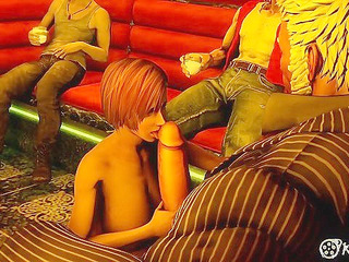 DOA girl Lisa Hamilton gives a strip show then gets gangbanged by everyone in the club