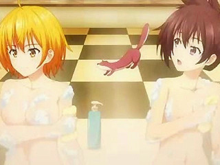Super HxEros (uncensored) 11 - Ecchi - Anime schoolgirl talk gossip while taking a bath