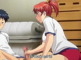 Busty hentai schoolgirl fucks in the gym and squirts milk while orgasming