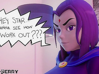 Raven conjures a futa cock and then ass fucks starfire