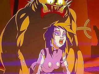 Demon monster tentacle fucks female ghostbuster in cartoon porn
