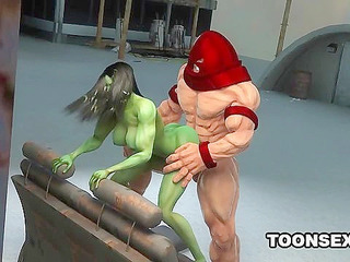 3D Juggernaut fucks the super sexy She-Hulk