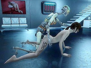 Fallout 4 robot uses two cocks to double penetrate petite slut