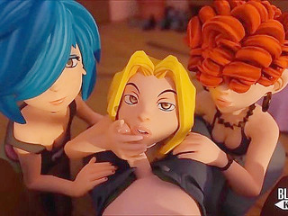 The kanker sisters team up to suck a 3d cock